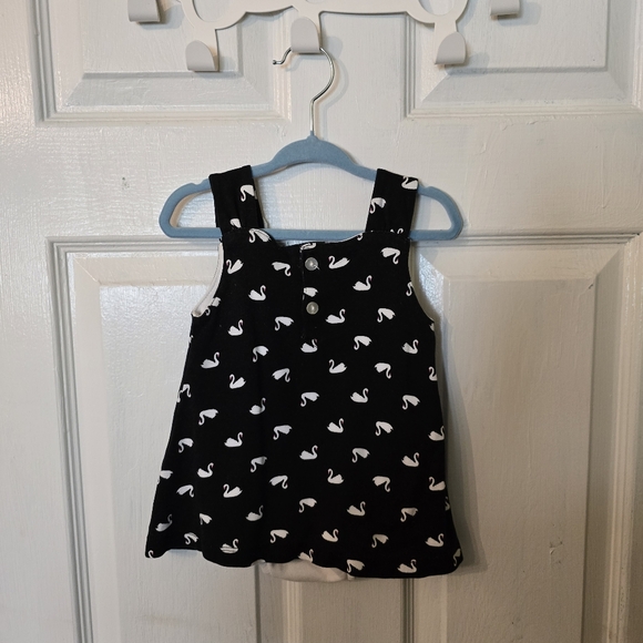 Isaac Mizrahi Black Dress with Swan Print Size 9M - Picture 2 of 3